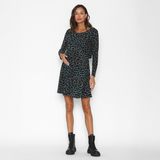 Vestido Lactancia Vuelo Manga Larga Leo Verde Agua Rojo