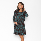 Vestido Lactancia Vuelo Manga Larga Leo Verde Agua Rojo