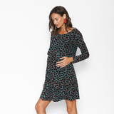 Vestido Lactancia Vuelo Manga Larga Leo Verde Agua Rojo