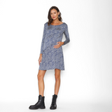 Vestido Lactancia Paz Manga Larga Leo Verde Fondo Azul Marino