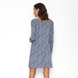 Vestido Lactancia Paz Manga Larga Leo Verde Fondo Azul Marino