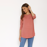 Polera Maternal Manga Codo Rosado