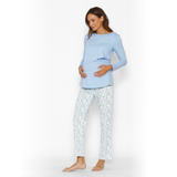 Pijama Lactancia Paz Manga Larga Jardín Azul