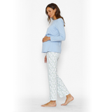 Pijama Lactancia Paz Manga Larga Jardín Azul