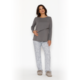 Pijama Lactancia Paz Manga Larga Jardín Gris