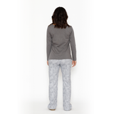 Pijama Lactancia Paz Manga Larga Jardín Gris