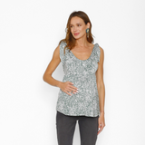 Polera Lactancia Pia Flores Fondo Khaki