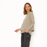Polera Lactancia Doble Manga Larga Algodón Beige
