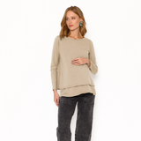 Polera Lactancia Doble Manga Larga Algodón Beige