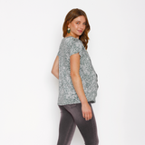 Polera Lactancia Capas Flores fondo Khaki