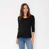 Polera Lactancia Capas Manga 3/4 Negro