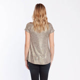 Polera Maternal Ruedo Curvo Dorado Manchas