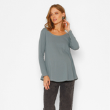 Polera Maternal Ruedo Curvo Manga Larga Algodón Verde