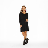 Vestido Lactancia Vuelo Manga Larga Negro