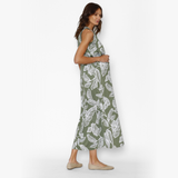 Vestido Lactancia Gabriela Largo Hojas Verde