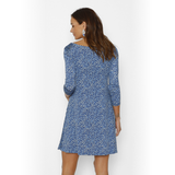 Vestido Lactancia Paz Manga Larga Leo Azul Fondo Beige