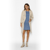 Vestido Lactancia Paz Manga Larga Leo Azul Fondo Beige