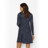 Vestido Maternal Al Cuello Manga Larga Cebra Azul