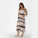 Vestido Maternal Básico Largo Rodillo Beige