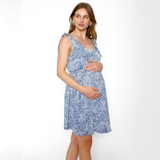 Vestido Lactancia Pía Flores Fondo Índigo