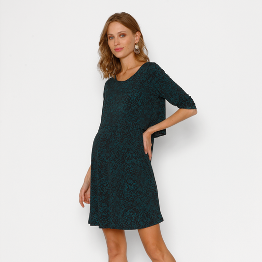 Vestido Lactancia Vuelo Manga Larga Rombos Calipso