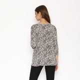 Polera Lactancia Capas Manga 3/4 Manchitas Beige Negro