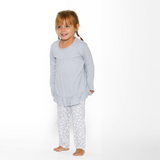 Pijama Niña Manga Larga Leopardo Celeste