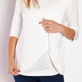 Polera Lactancia Capas Manga 3/4 Blanca