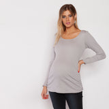 Polera Maternal Básica Algodón Pima Manga Larga Gris