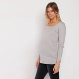 Polera Maternal Básica Algodón Pima Manga Larga Gris