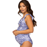 Traje de Baño Maternal Vuelos Flores Lavanda