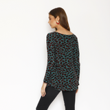Polera Maternal Ruedo Curvo Manga Larga Leo Verde Agua/Rojo