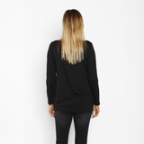 Polera Lactancia Doble Manga Larga Algodón Negro
