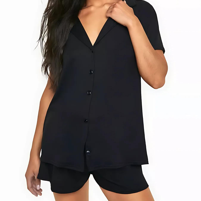 Pijama Maternal Short Camisero Negro