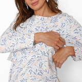 Camisa de Dormir Lactancia Vuelo Manga Larga Blanco Silvestre