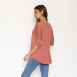Polera Maternal Manga Codo Rosado