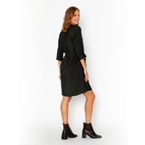 Vestido Lactancia Cuello Mao Botones Negro