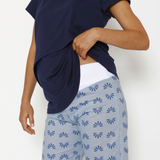 Pijama Lactancia Paz Manga Corta Pétalos Azul