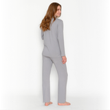 Pijama Lactancia Camisero Manga Larga Gris