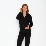 Pijama Lactancia Camisero Manga Larga Negro