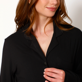 Pijama Lactancia Camisero Manga Larga Negro