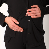 Pijama Lactancia Camisero Manga Larga Negro