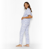 Pijama Lactancia Camisero M/C Flores Lavanda