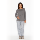 Pijama Lactancia Paz Manga Larga Jardín Gris