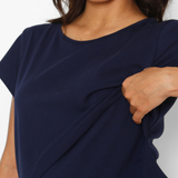 Pijama Lactancia Paz Manga Corta Pétalos Azul