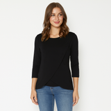 Polera Lactancia Capas Manga 3/4 Negro