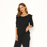 Polera Lactancia Gabriela Manga Larga Negro