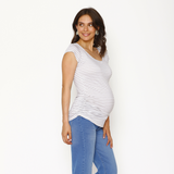 Polera Maternal Básica Rayas Gris