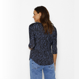 Polera Maternal Manga Codo Cebra Azul