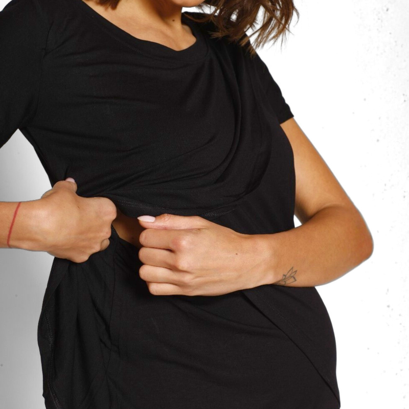 Polera Lactancia Capas Negra